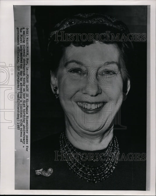 1957 Press Photo Mamie Eisenhower on her 61st Birthday. - Historic Images