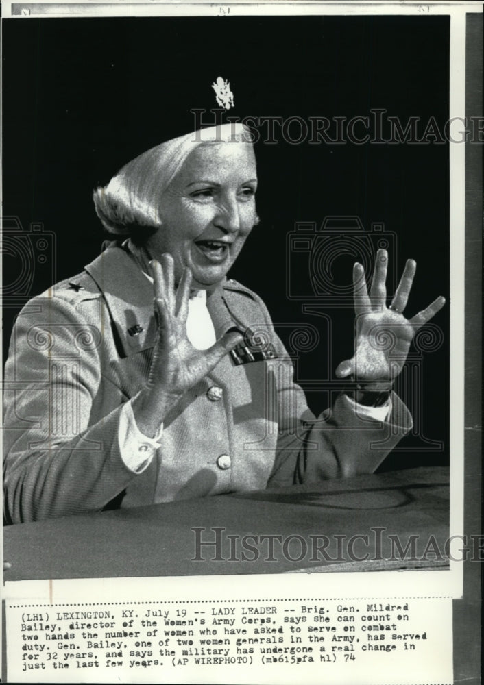 1974 Press Photo Brig. Gen MIldred Bailey Director of the Women&#39;s Army Corps. - Historic Images