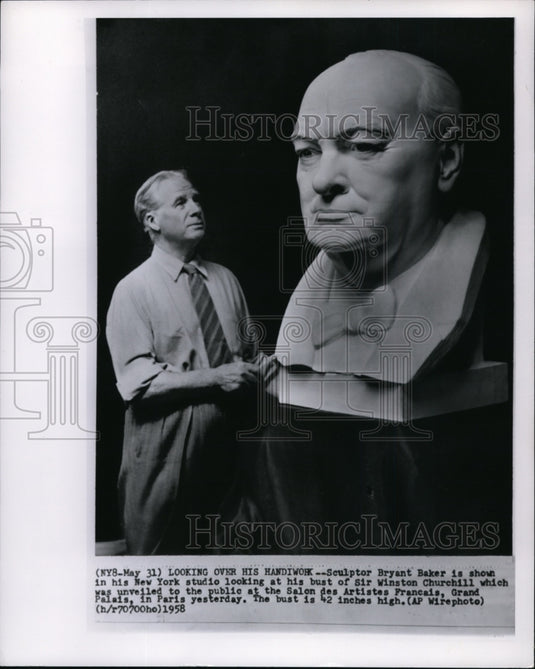 1958 Wire Photo Sculptor Bryant Baker is in his New York studio - cvw13878 - Historic Images