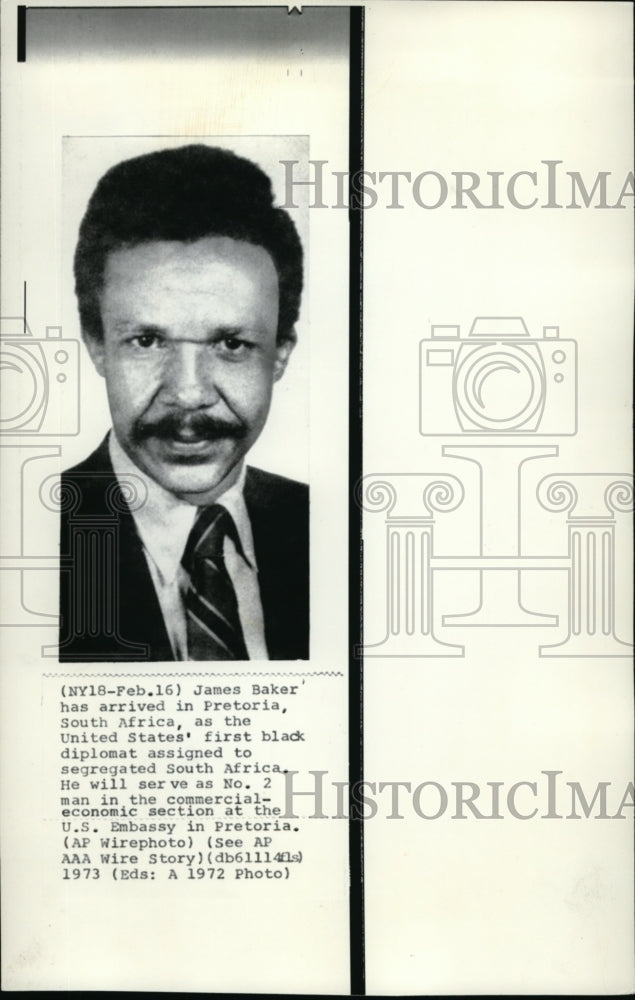 1972 Press Photo James Baker has arrived in Pretoria, South Africa - Historic Images