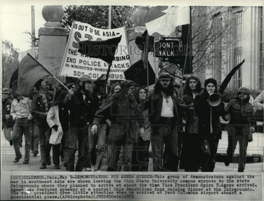 1972 Press Photo Demonstrators against southeast Asia at Ohio State University - Historic Images