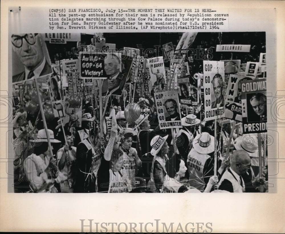 1964 Wire Photo All the pent-up enthusiasm for their man is released-Historic Images