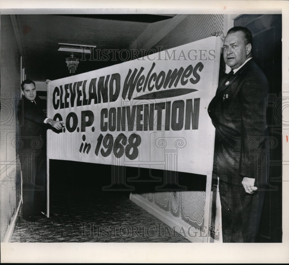 1964 Sign boosting Cleveland for 1968 GOP Convention displayed - Historic Images