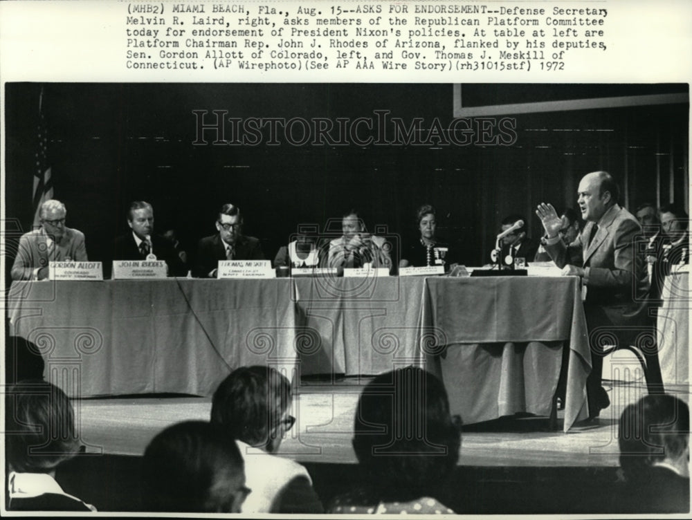 1972 Press Photo Melvin R.Laird Asks Members of Republican Platform Committee - Historic Images