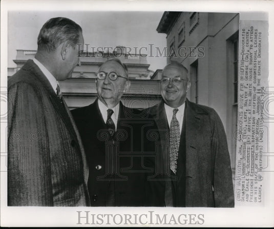 1954 Press Photo Sen.Lyndon Johnson, W.F.George and E.C.Clements Arrives at
W.H - Historic Images