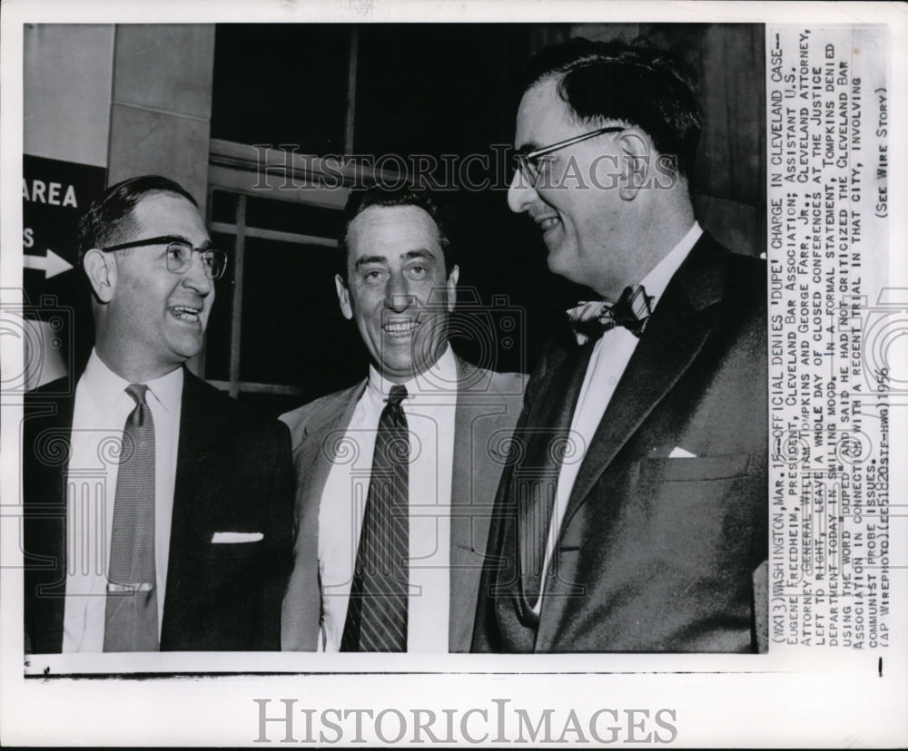 1956 Press Photo Eugene Freedheim with W.Tompkins and G.Farr Jr. at Conferrence - Historic Images