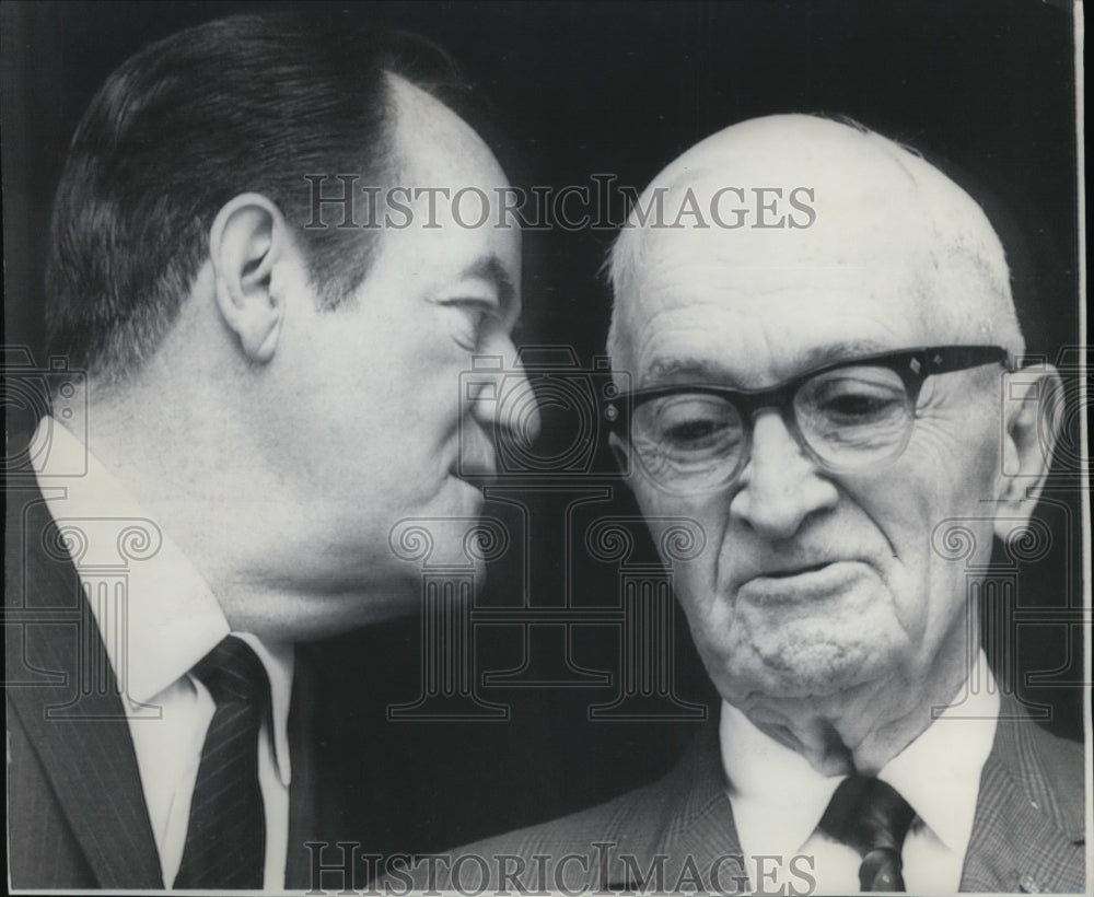 1968 Press Photo Vice Pres. Hubert Humhrey and Foremer Pres. Harry Truman. - Historic Images