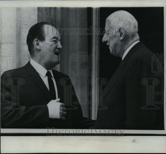 1967 Press Photo Vice PRes. Hubert Humphrey and Pres.Charles De Gaulle of France - Historic Images