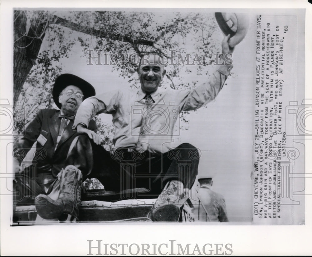 1960 Press Photo Sen. Lyndon Johnson with Editor Palmer Hoyt of denver Post. - Historic Images