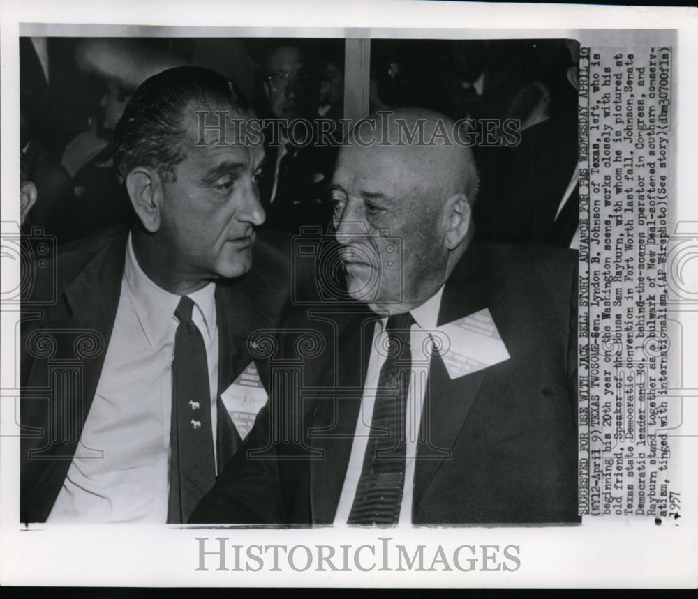 1957 Press Photo Sen.Lyndon B.Johnson Works Closely with His Friend Sam Rayburn - Historic Images