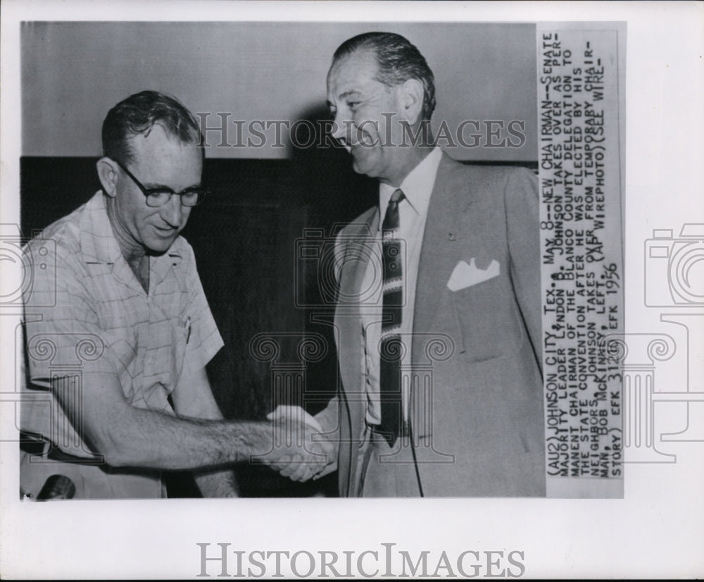 1956 Press Photo Sen Maj.Leader L.B.Johnson Talks Over as Permanent Chairman - Historic Images