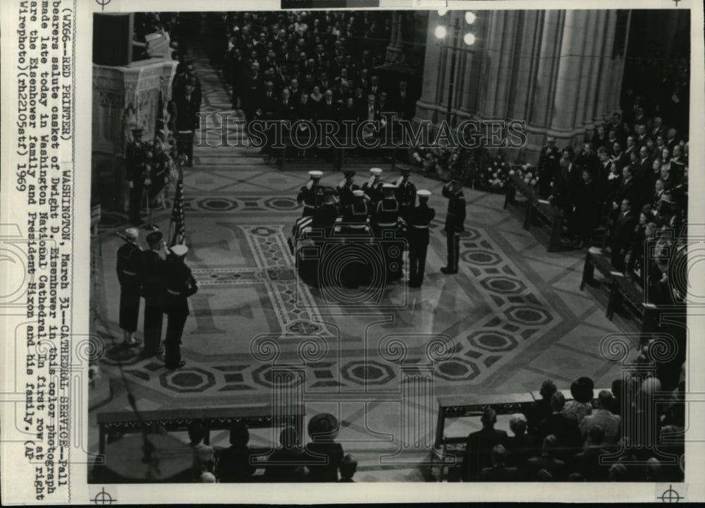 1969 Press Photo Pall bearers salute casket of Dwight D. Eisenhower - Historic Images