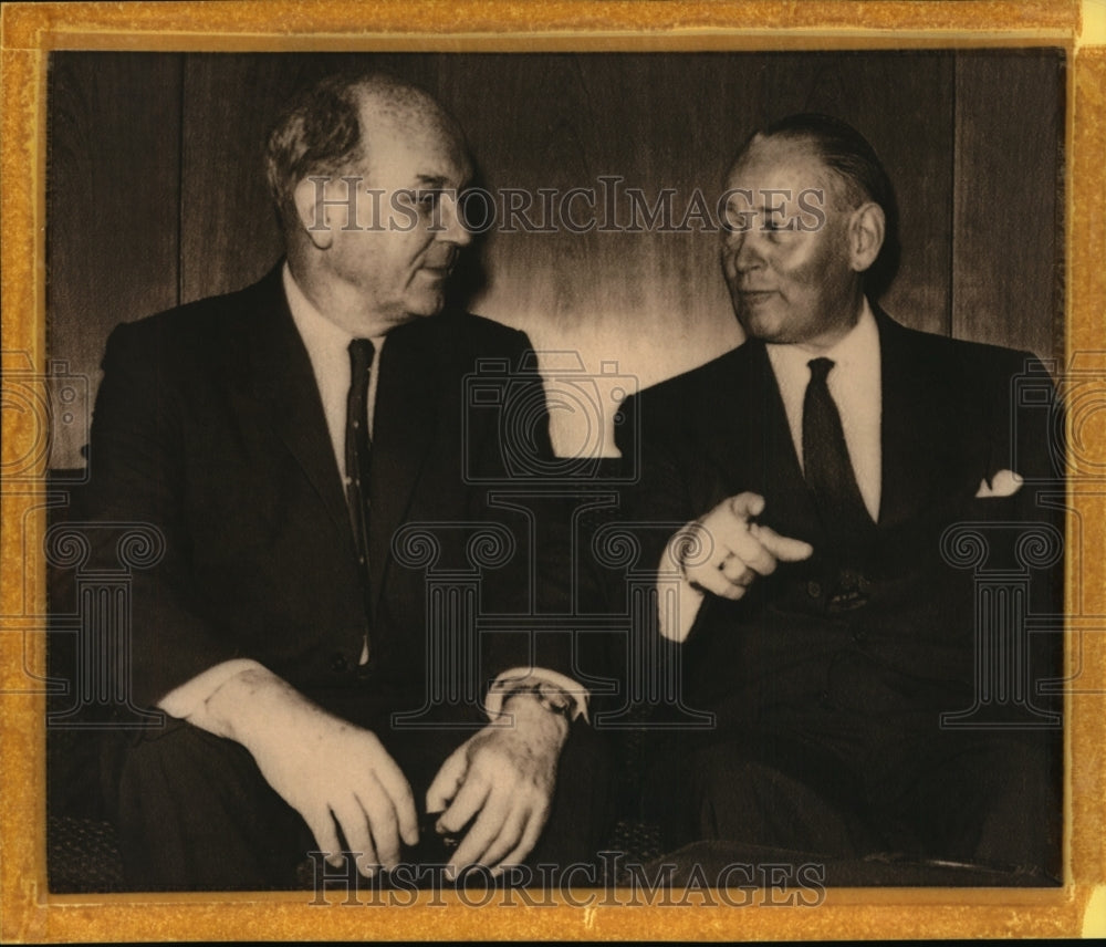 1961 Press Photo Dean Rusk and Dirk U.Stikker Pose at the State Department - Historic Images