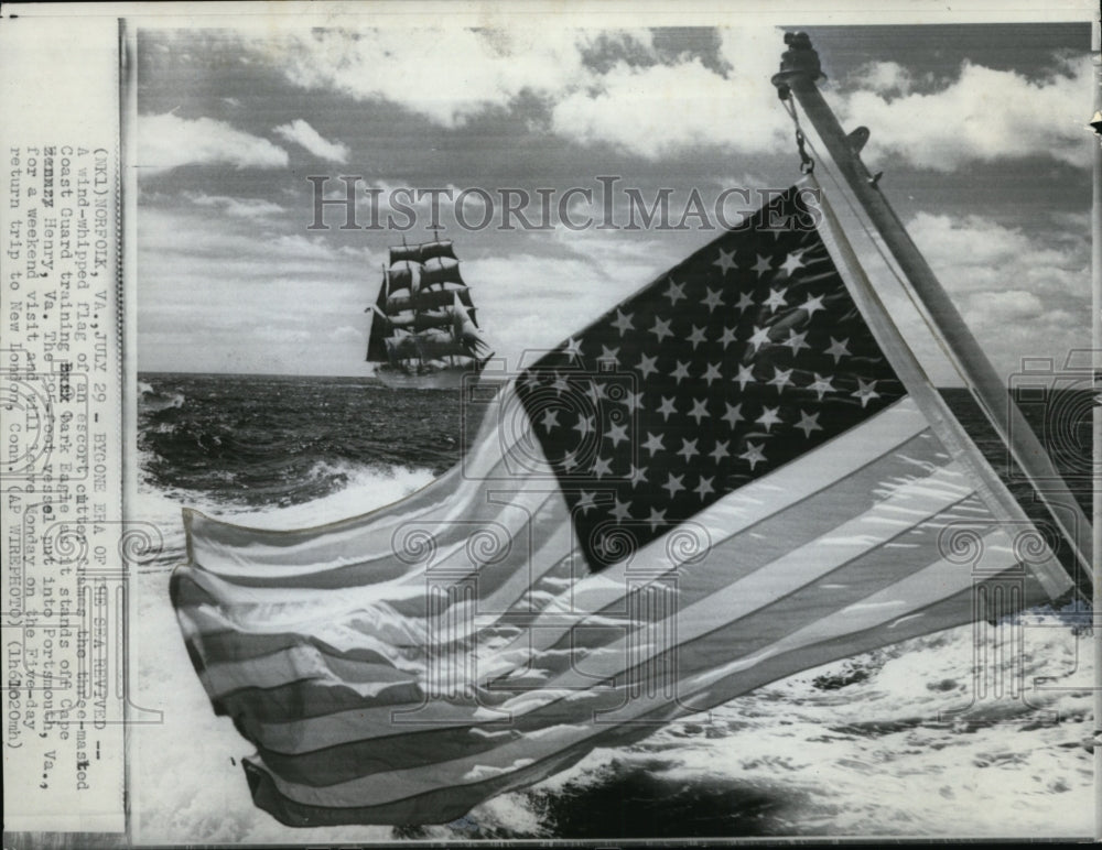 1966 A Flag Stands Off Cape Henry,  Va. - Historic Images