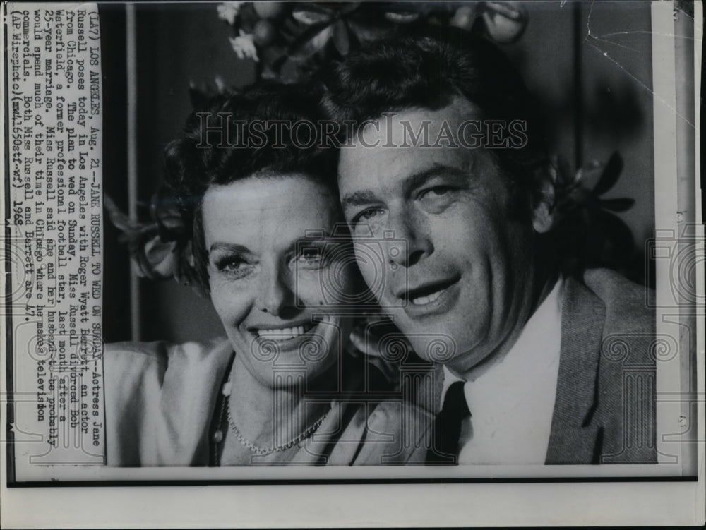 1968 Wire Photo Actress Jane Russel Poses with Roger Wyatt Barrett in L.A.-Historic Images