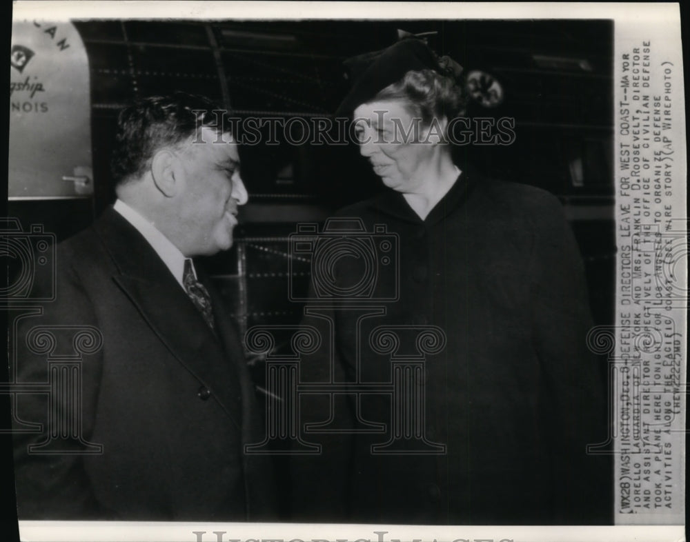 1941 Press Photo  Florello Laguardia and Mrs.F.D.Roosevelt Took a Plane for L.A. - Historic Images