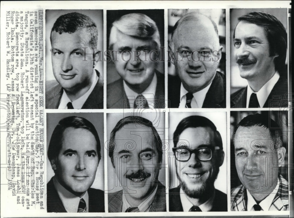 1974 Press Photo The Candidates for Running in a Special Election - Historic Images