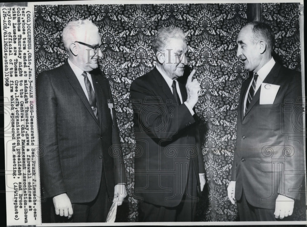 1969 Press Photo Sen.Franks J.Lausche Shown with T.Cree and Bruce Taylor - Historic Images