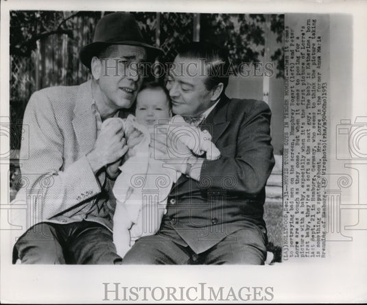 1953 Press Photo Bogart & Lorre with baby Katherine portraying as a soft guys - Historic Images