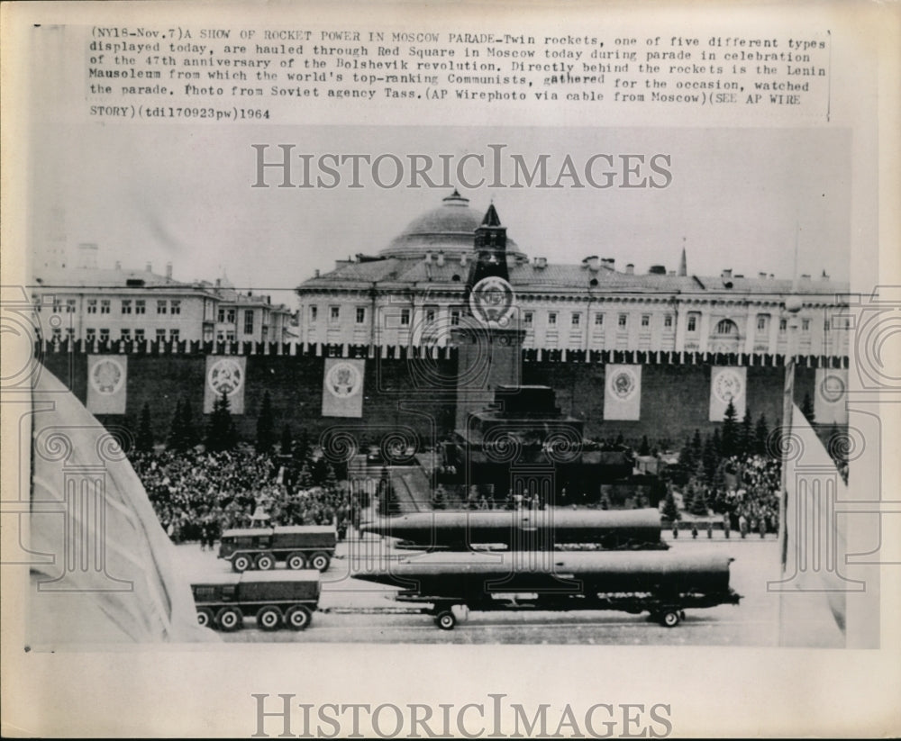 1964 Twin rockets hailed through Red Square in Moscow during parade - Historic Images