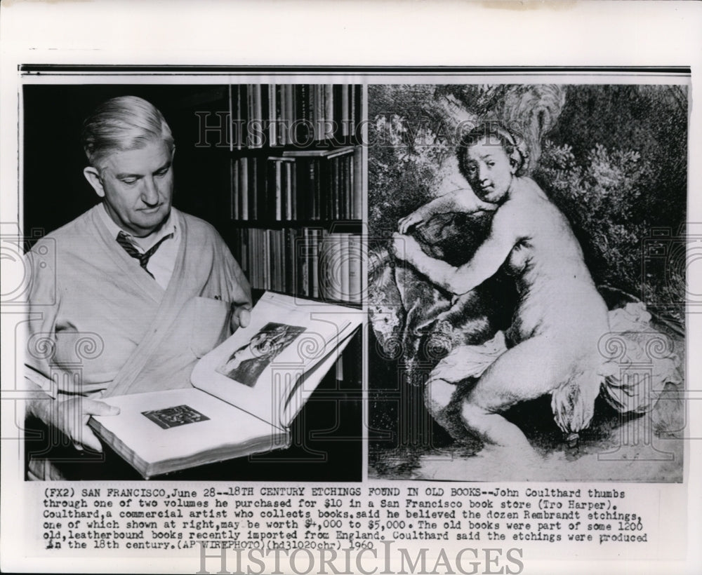 1960 Press Photo John Coulthard Thumbs Through Volumes He Purchased in Bookstore - Historic Images