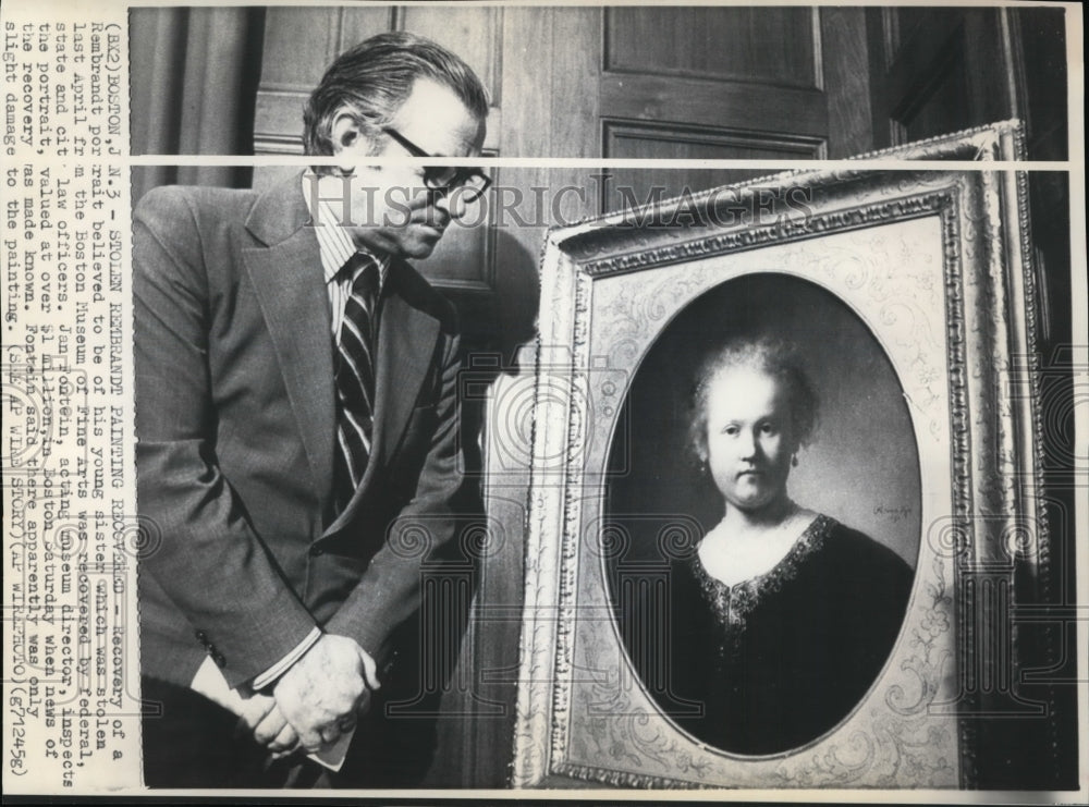 1976 Press Photo The Rembrandt&#39;s Portrait Stolen from the Boston Museum of Fine - Historic Images