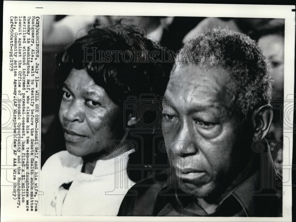 1973 Press Photo Lonnil Relf and His Wife Testify before the Senate Subcommittee - Historic Images