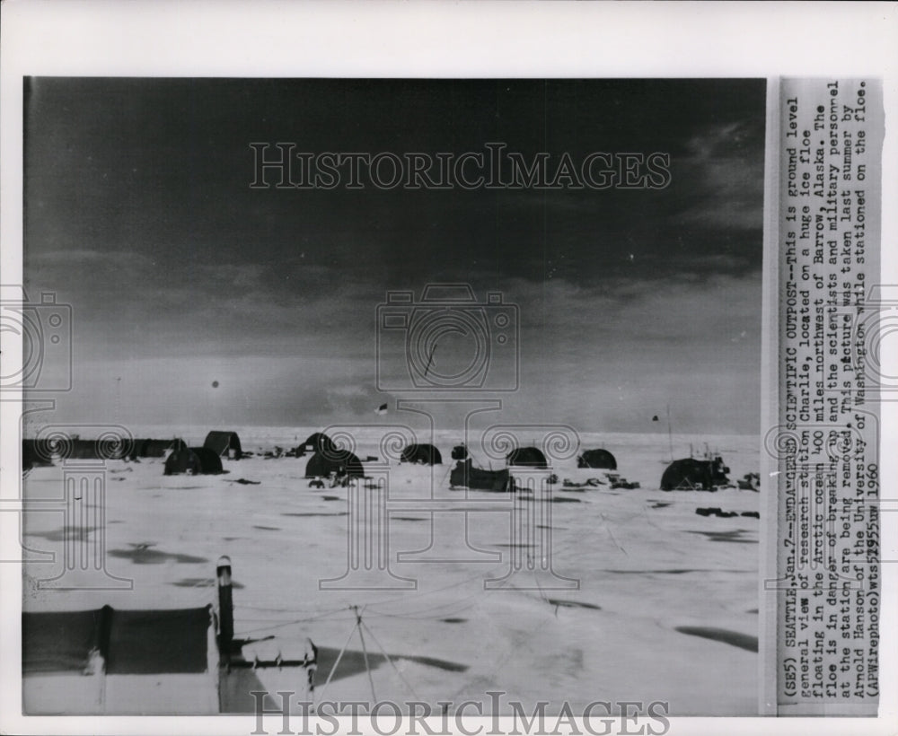 1960 Press Photo Research station Charlie in Arctic ocean northwest of Barrow - Historic Images