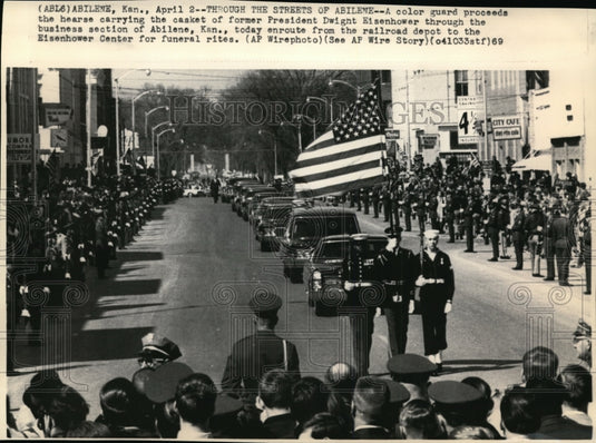 1969 Wire Photo Color guard with Eisenhower's casket in Abilene, Kan.-Historic Images