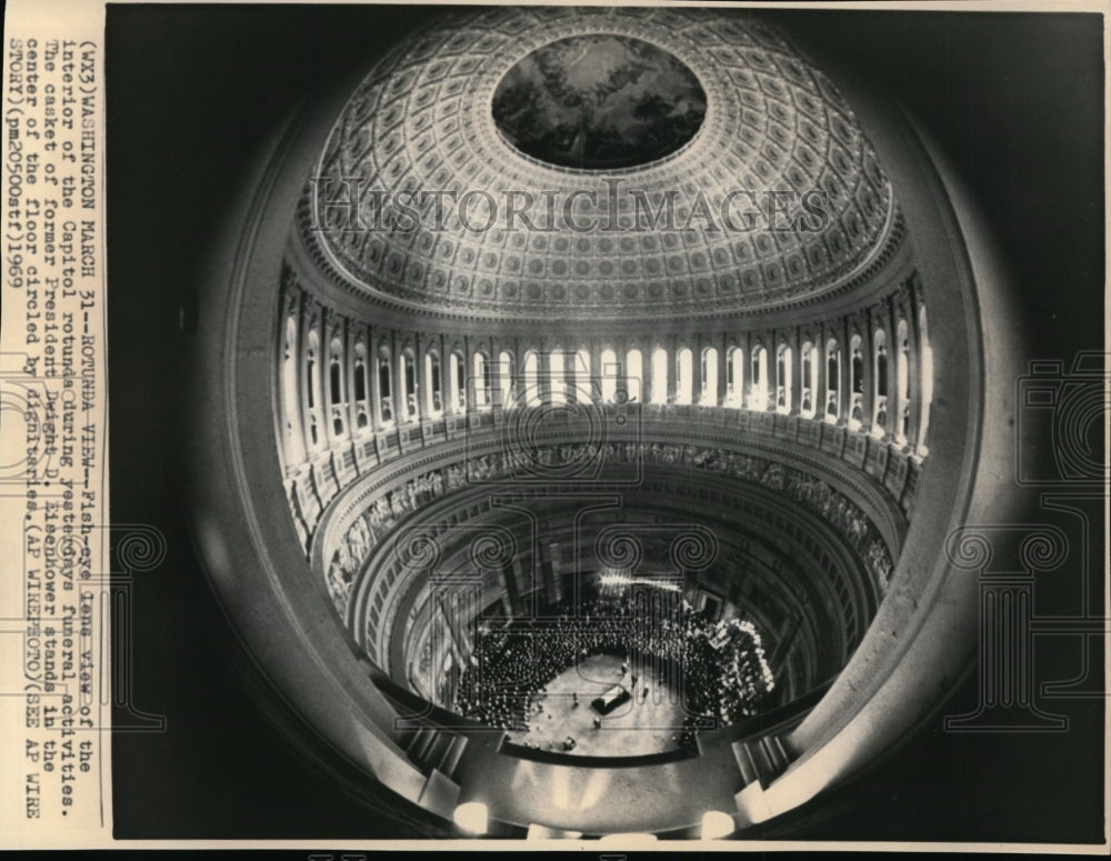 1969 Press Photo Rotunda view of funeral activities of Eisenhower in the Capitol - Historic Images