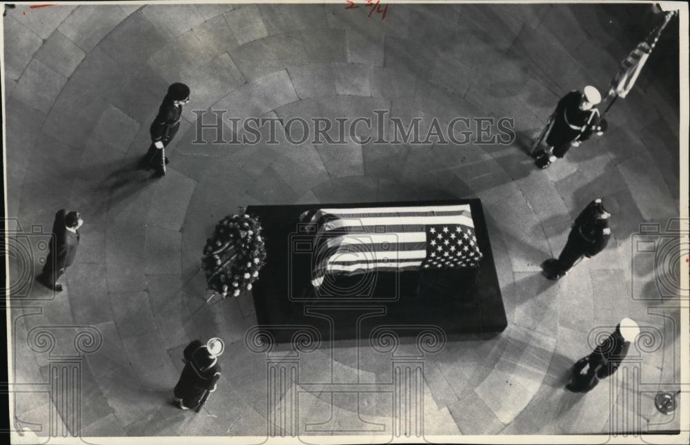 1969 Wire Photo Flag draped casket of Eisenhower in Capitol Rotunda - cvw14332 - Historic Images