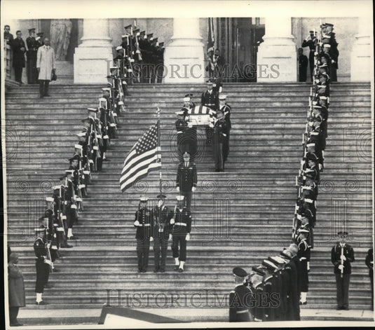 1969 Press Photo Casket of Eisenhower carried by honor guards at nation'scapitol - Historic Images