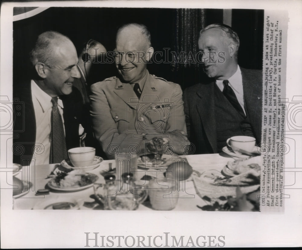 1947 Press Photo Ike enjoying with Doolittle &amp; Curtis at 1st Annual convention - Historic Images