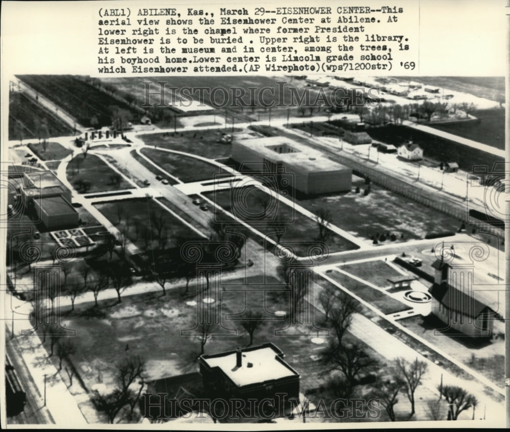 1969 Press Photo Aerial view of Eisenhower Center at Abilene - Historic Images