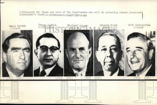 1969 Press Photo Dignitaries list of who will attend  Eisenhower's funeral - Historic Images