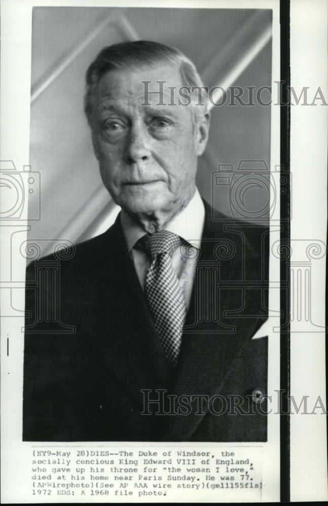 1972 Press Photo Duke of Windsor Died at Age of 77 - cvw14491 - Historic Images