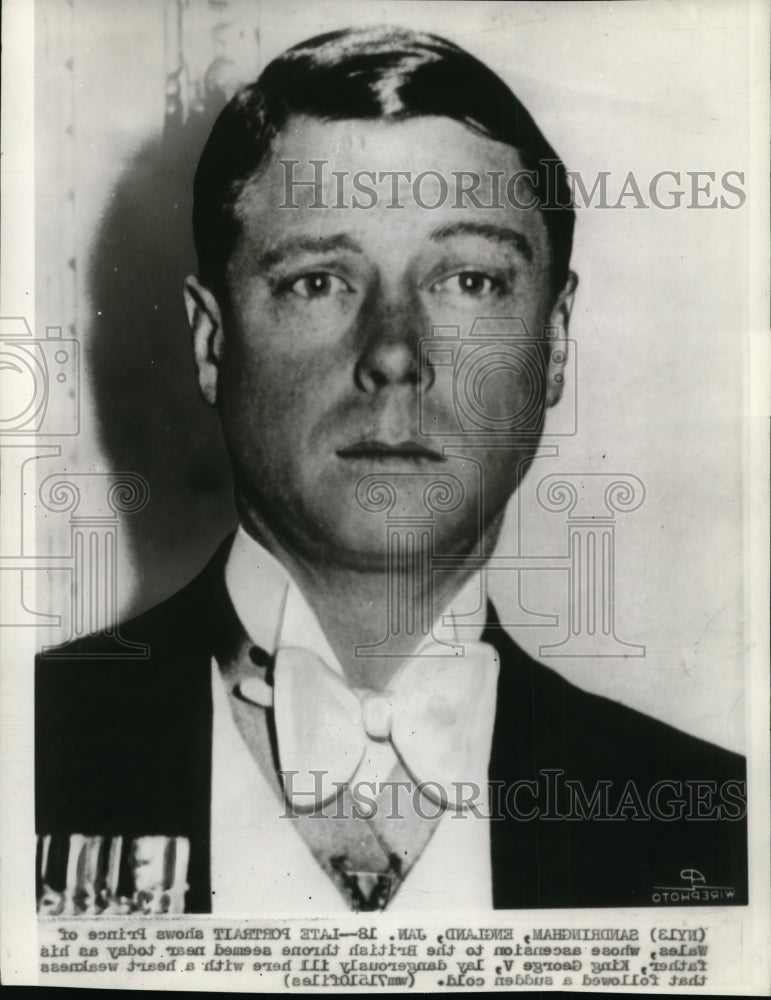 1928 Edward, Prince of Wales may take over for ill King George - Historic Images
