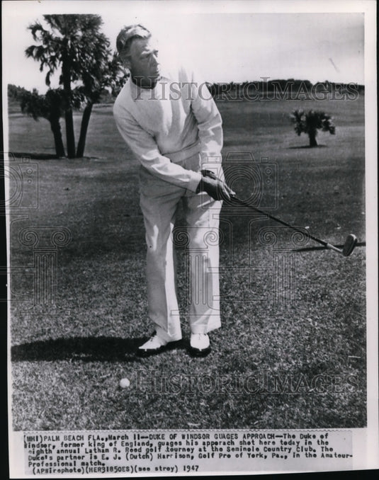 1947 Press Photo Duke of Windsor at Ninth Annual Latham R. Reed Golf Tourney-Historic Images