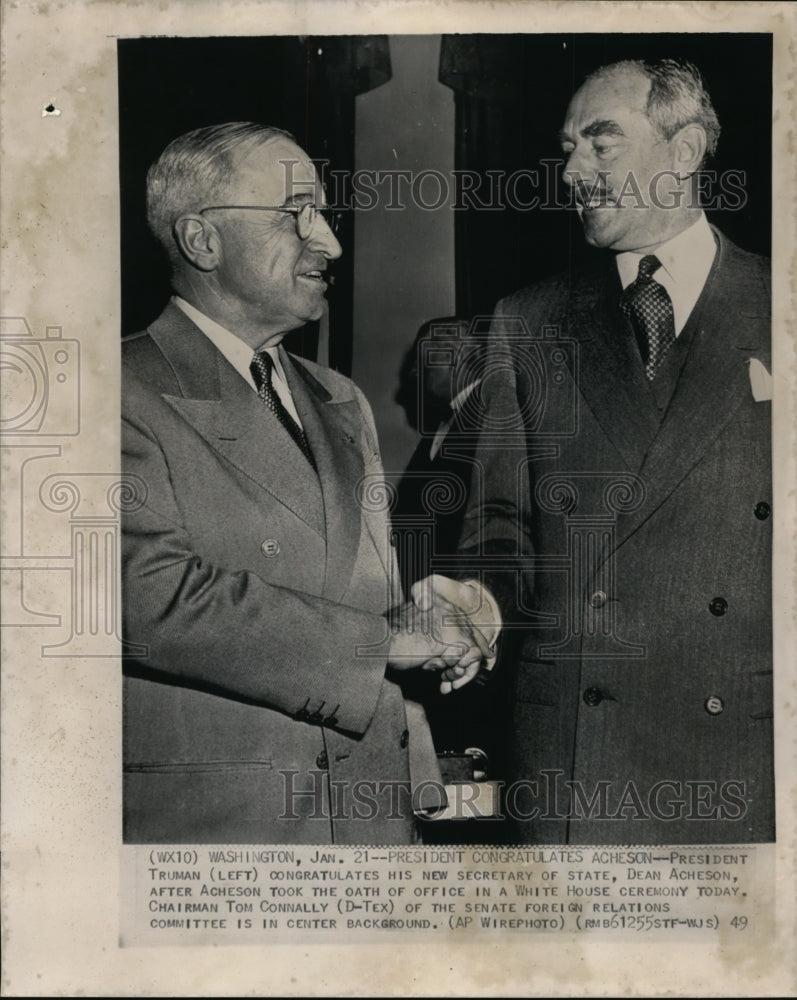 1949 Press Photo President Truman with new Secretary of State Dean Acheson. - Historic Images