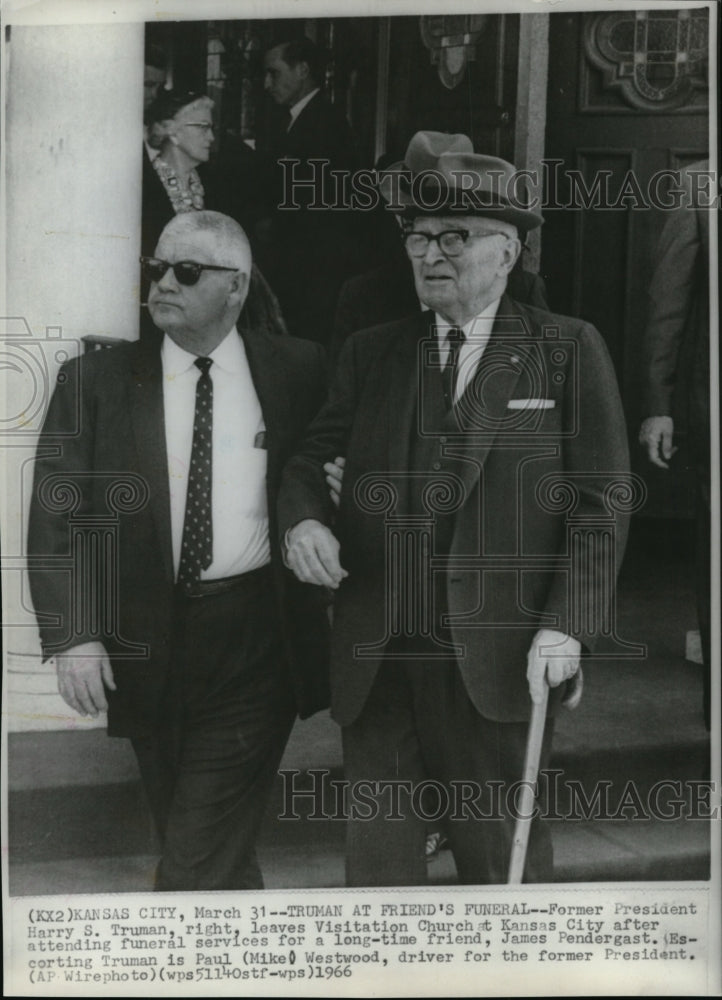 1966 Press Photo Former President Harry S Truman with Paul Mike Westwood - Historic Images