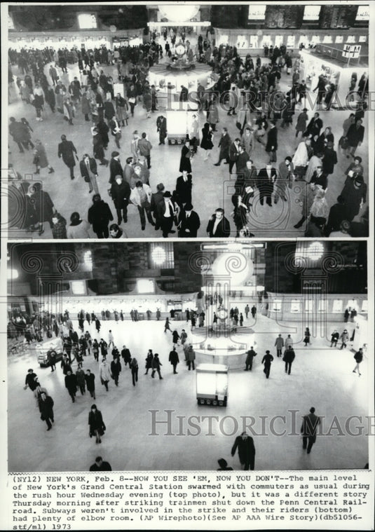 1973 Press Photo The rush hour at New York Grand Central Station before strike - Historic Images