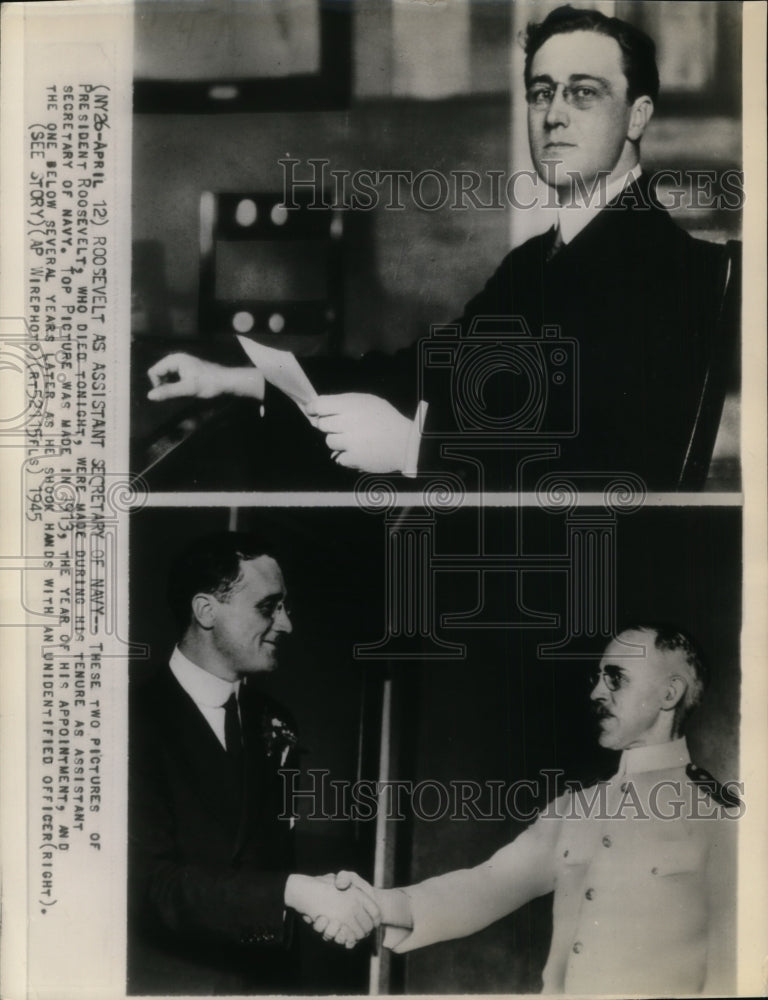 1945 Press Photo President Roosevelt in 1913 and several years later - cvw14659- Historic Images