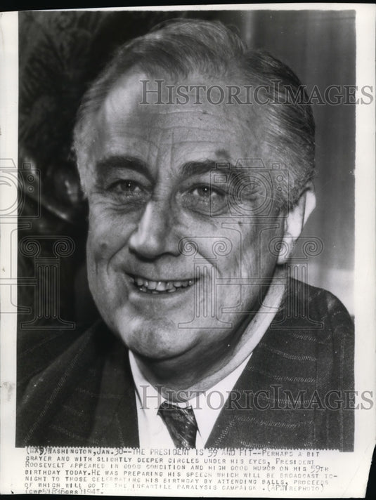 1941 Press Photo President Roosevelt on his 59th Birthday - cvw14666 - Historic Images