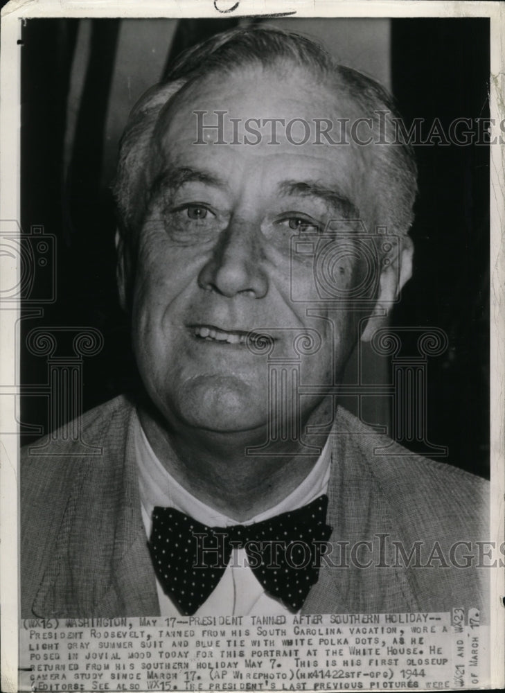 1944 Press Photo President Roosevelt, tanned from his South Carolina vacation-Historic Images