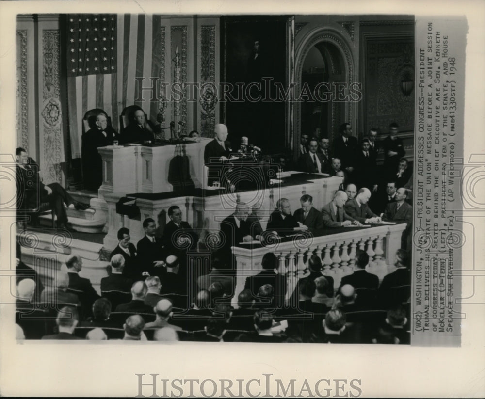 1949 Press Photo President Harry S Truman address the congress - Historic Images