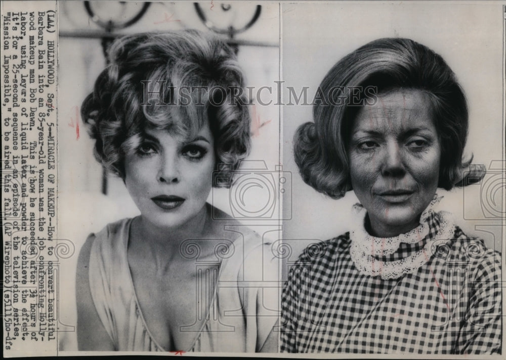 1968 Barbara Bain transformation, young lady to an 85-year-old lady - Historic Images