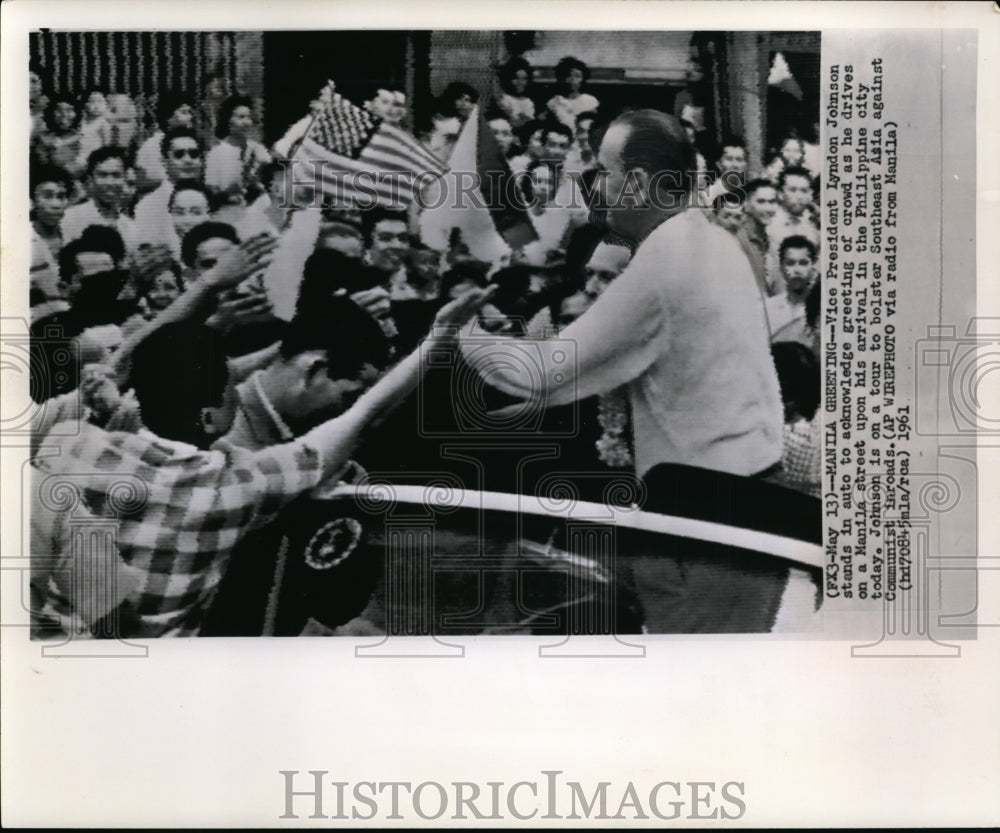 1961 Press Photo Vice President Lyndon Johnson in Manila Philippines - Historic Images