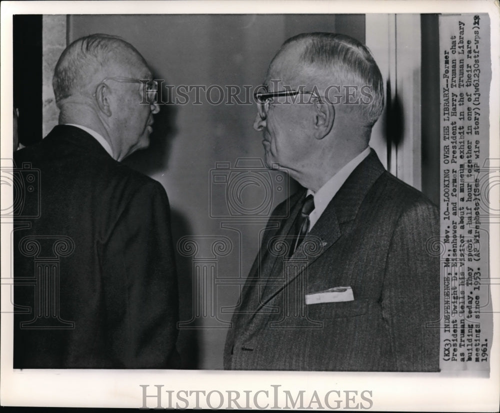 1961 Press Photo Former Presidents Dwight D.Eisenhower,Harry S.Truman at Library- Historic Images