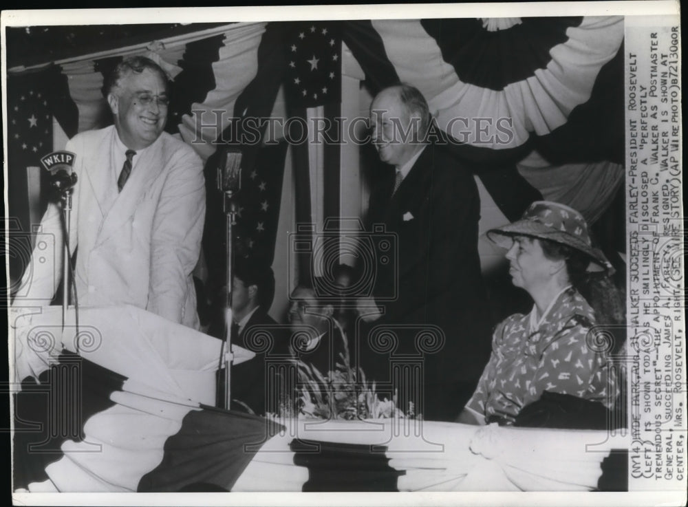 1940 Press Photo President Roosevelt &amp; wife with Frank Walker - cvw15406- Historic Images