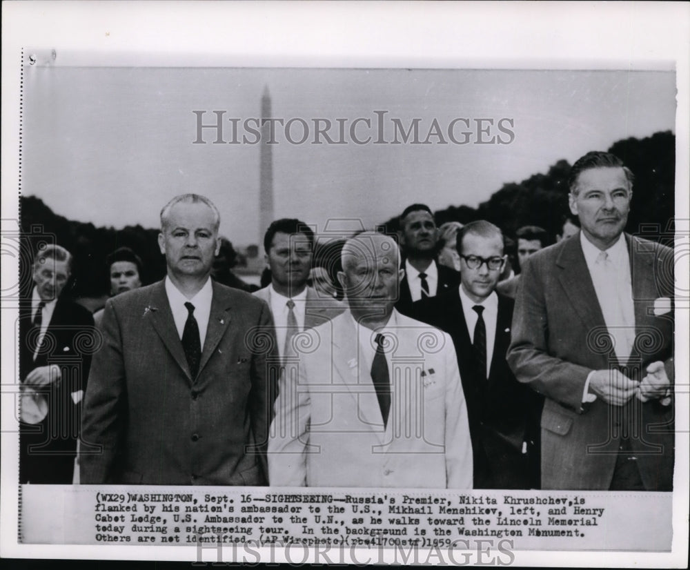 1959 Press Photo Russia Premier Nikita Khrushohev & Henry Cabet during tour - Historic Images